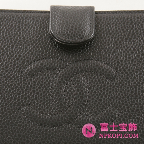 シャネル キャビアスキン 長財布 ブラック（内側ラムスキン） A13498